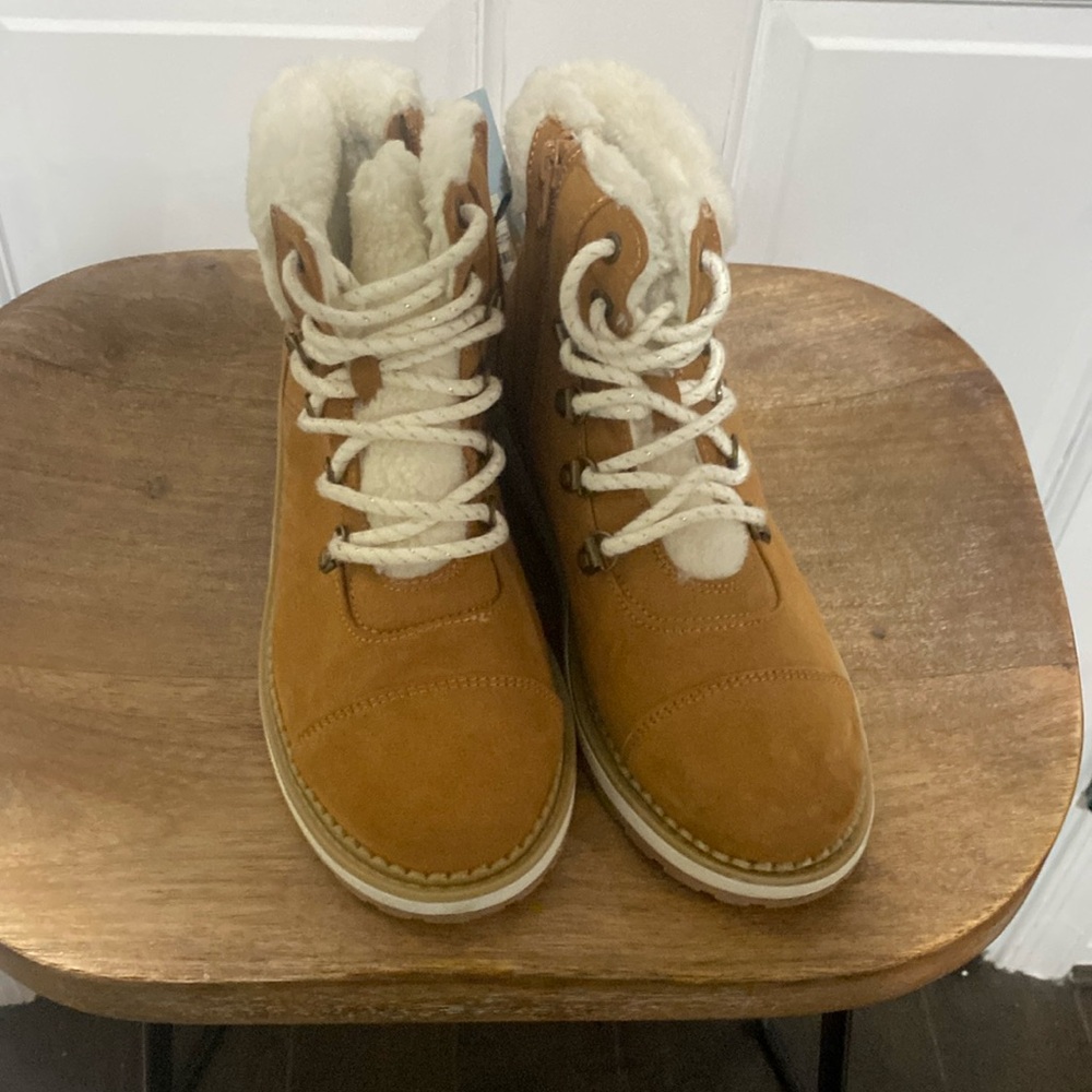 Tan and cream boots